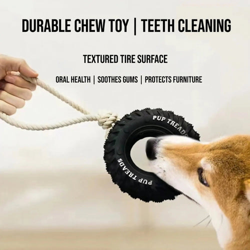 Dog Chew Tire – Tough Rubber Toy for Play & IQ Training